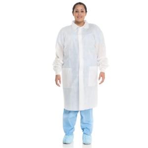 BASIC* Lab Coat With Traditional Collar And Knit Cuffs Product Image